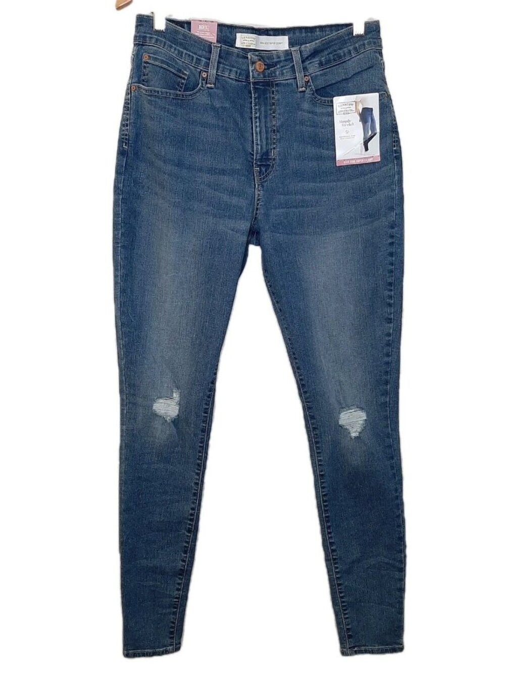 NEW Levi’s Jeans Blue Women Size 12L Medium Wash High Rise Super Skinny Stretch